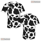 Funny Cow Print Basketball Graphic 3D Printed Short Sleeve Unisex T-Shirt Tops Fun