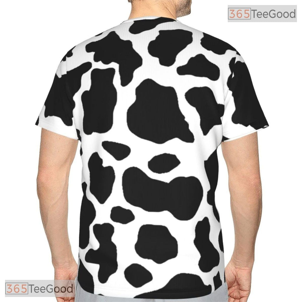 Funny Cow Print Basketball Graphic 3D Printed Short Sleeve Unisex T-Shirt Tops Fun