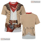Khaki Cow Print Oktoberfest Beer Costume Novelty 3D Printed Casual Unisex Tee Shirt Top