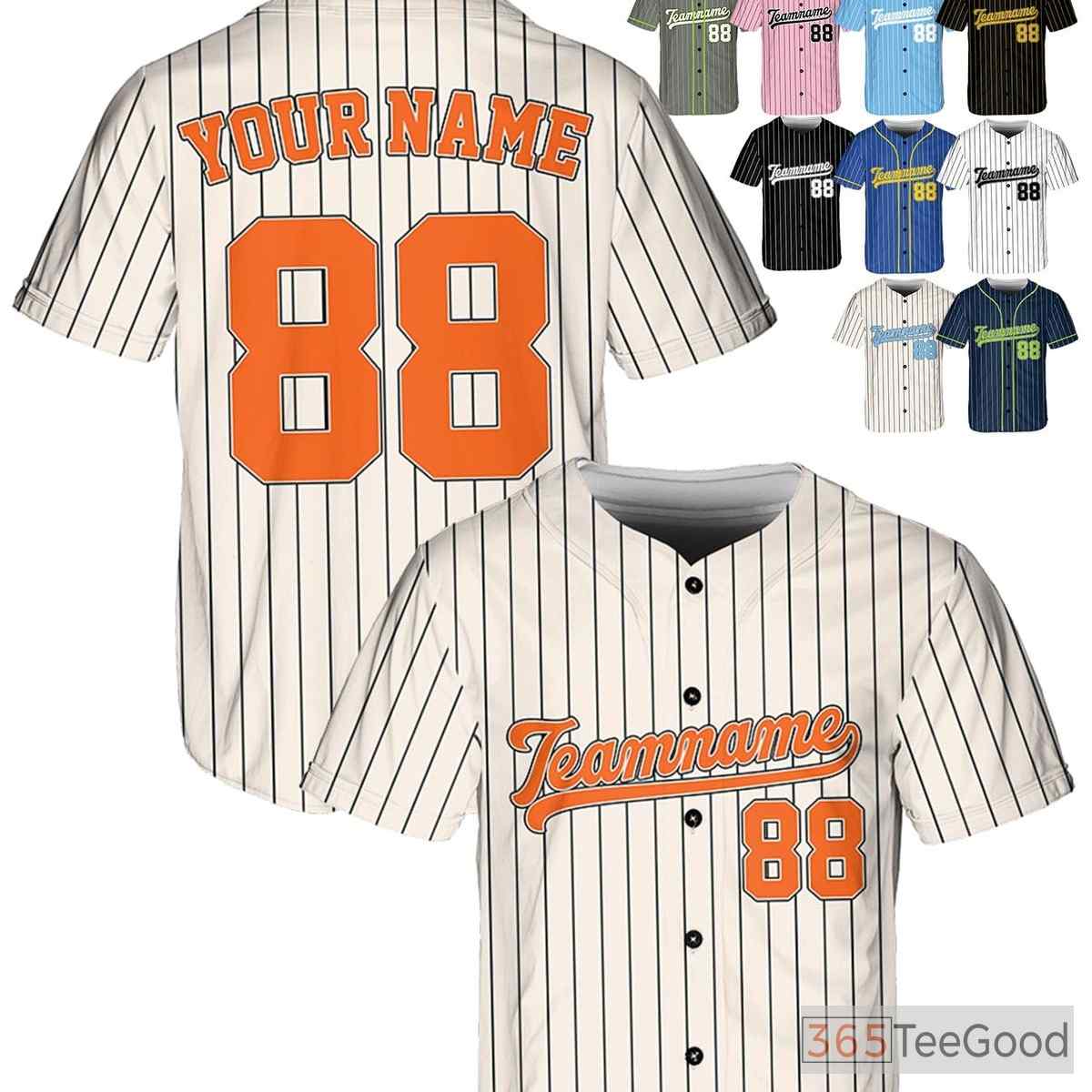 Cream & Orange Baseball Jersey Tee - Personalized with Your Custom Name, Number & Logo