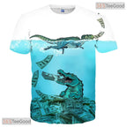 Fierce Wild Crocodile Reptile 3D Graphic Printed Casual Unisex Tee Shirt Tops