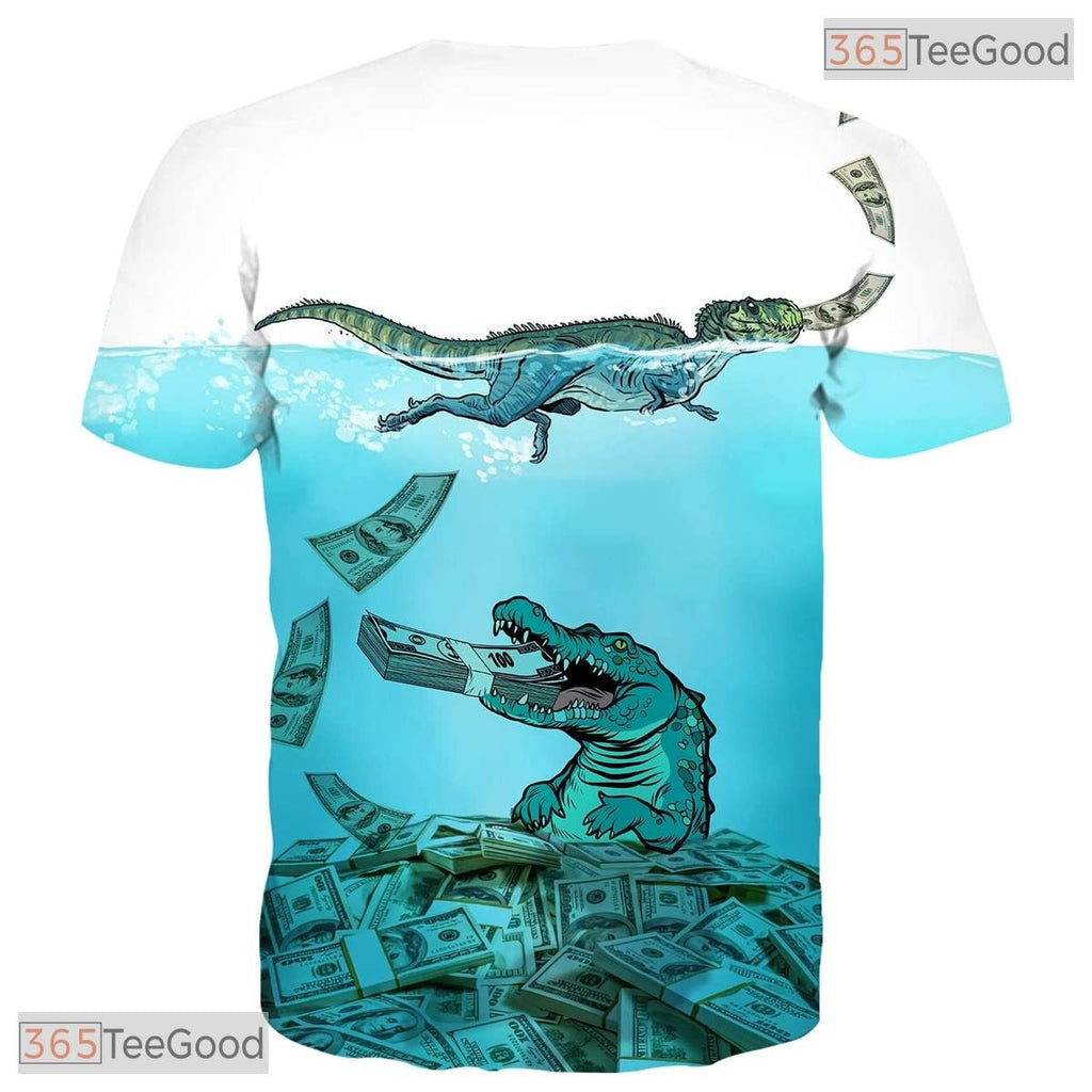 Fierce Wild Crocodile Reptile 3D Graphic Printed Casual Unisex Tee Shirt Tops