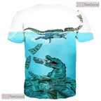 Fierce Wild Crocodile Reptile 3D Graphic Printed Casual Unisex Tee Shirt Tops