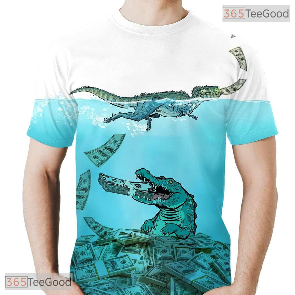 Fierce Wild Crocodile Reptile 3D Graphic Printed Casual Unisex Tee Shirt Tops