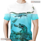Fierce Wild Crocodile Reptile 3D Graphic Printed Casual Unisex Tee Shirt Tops