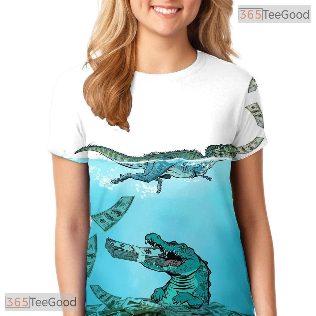 Fierce Wild Crocodile Reptile 3D Graphic Printed Casual Unisex Tee Shirt Tops