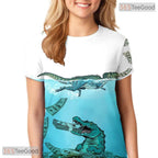 Fierce Wild Crocodile Reptile 3D Graphic Printed Casual Unisex Tee Shirt Tops