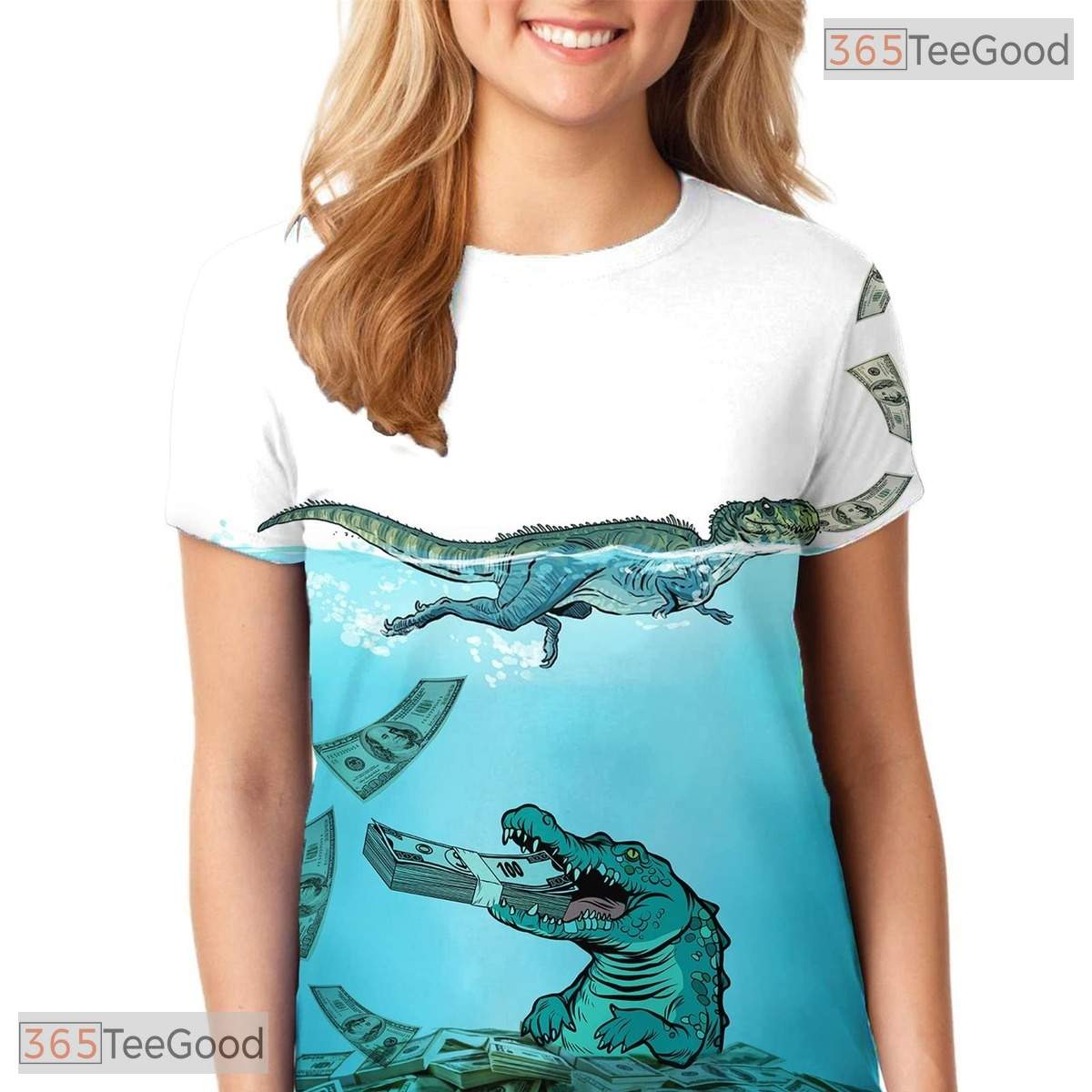 Fierce Wild Crocodile Reptile 3D Graphic Printed Casual Unisex Tee Shirt Tops