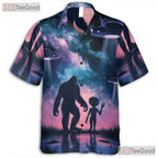 Cryptid Alien Bigfoot Hawaiian Shirt - Men's UFO Space Galaxy Adventure