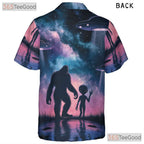 Cryptid Alien Bigfoot Hawaiian Shirt - Men's UFO Space Galaxy Adventure