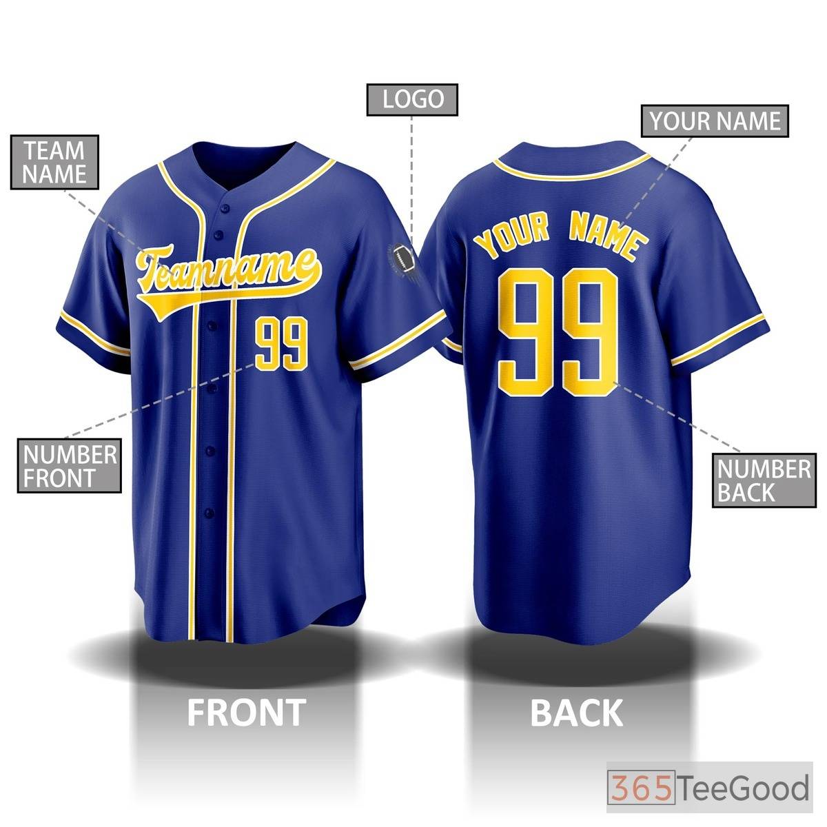 Custom Baseball Jersey for Men & Women - Personalized Stitched & Printed Details
