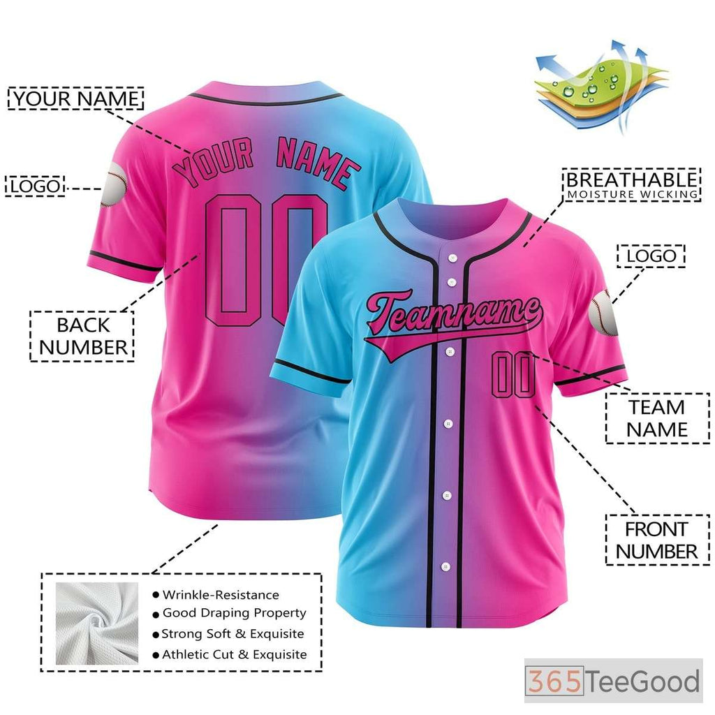 Custom Baseball Jersey Tee for Men & Women - Design Your Name, Number & Team