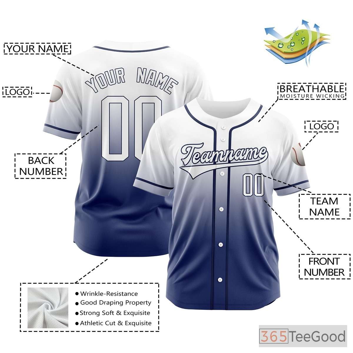 Custom Baseball Jersey Tee for Men & Women - Create Your Own Team & Player Look