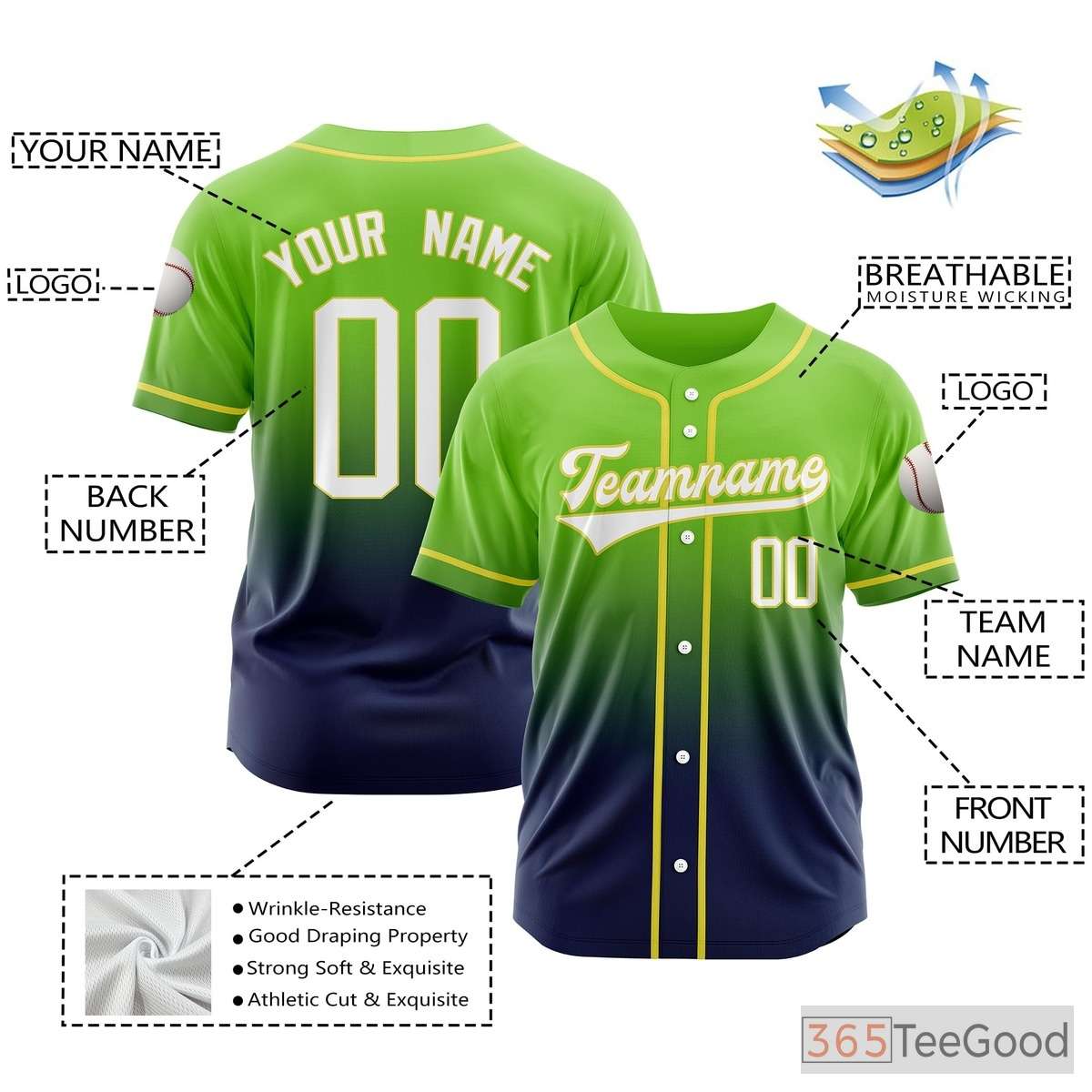 Custom Baseball Jersey Tee for Men & Women - Add Your Team Name & Player Number