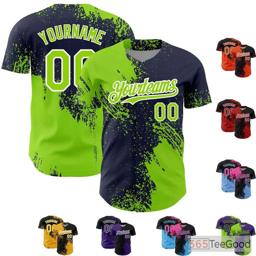 Custom Blue Green Navy Baseball Jersey Tee for Men & Women - Stitched Player Details