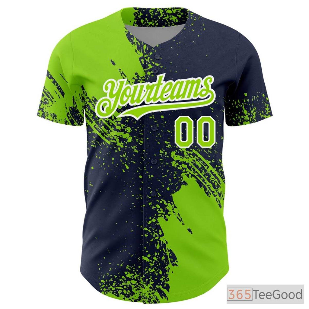 Custom Blue Green Navy Baseball Jersey Tee for Men & Women - Stitched Player Details