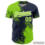 Custom Blue Green Navy Baseball Jersey Tee for Men & Women - Stitched Player Details