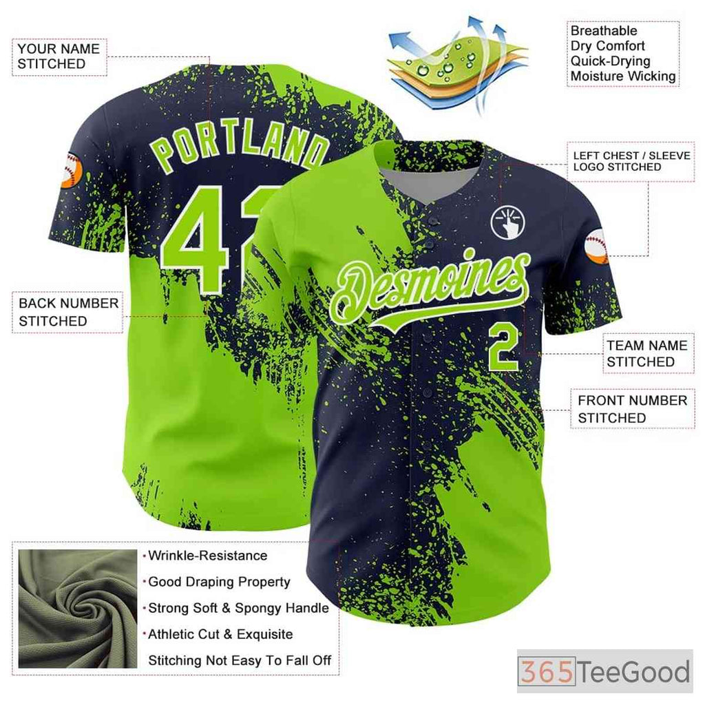 Custom Blue Green Navy Baseball Jersey Tee for Men & Women - Stitched Player Details