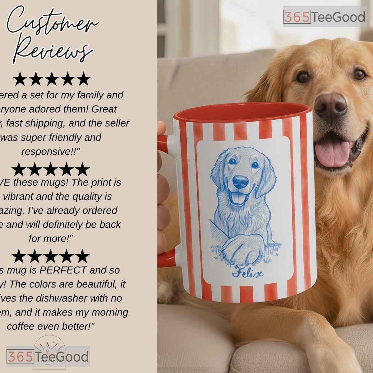 Custom Dog Line Drawing Portrait Mug - Personalized Pet Memorial Gift Ceramic Accent Mug