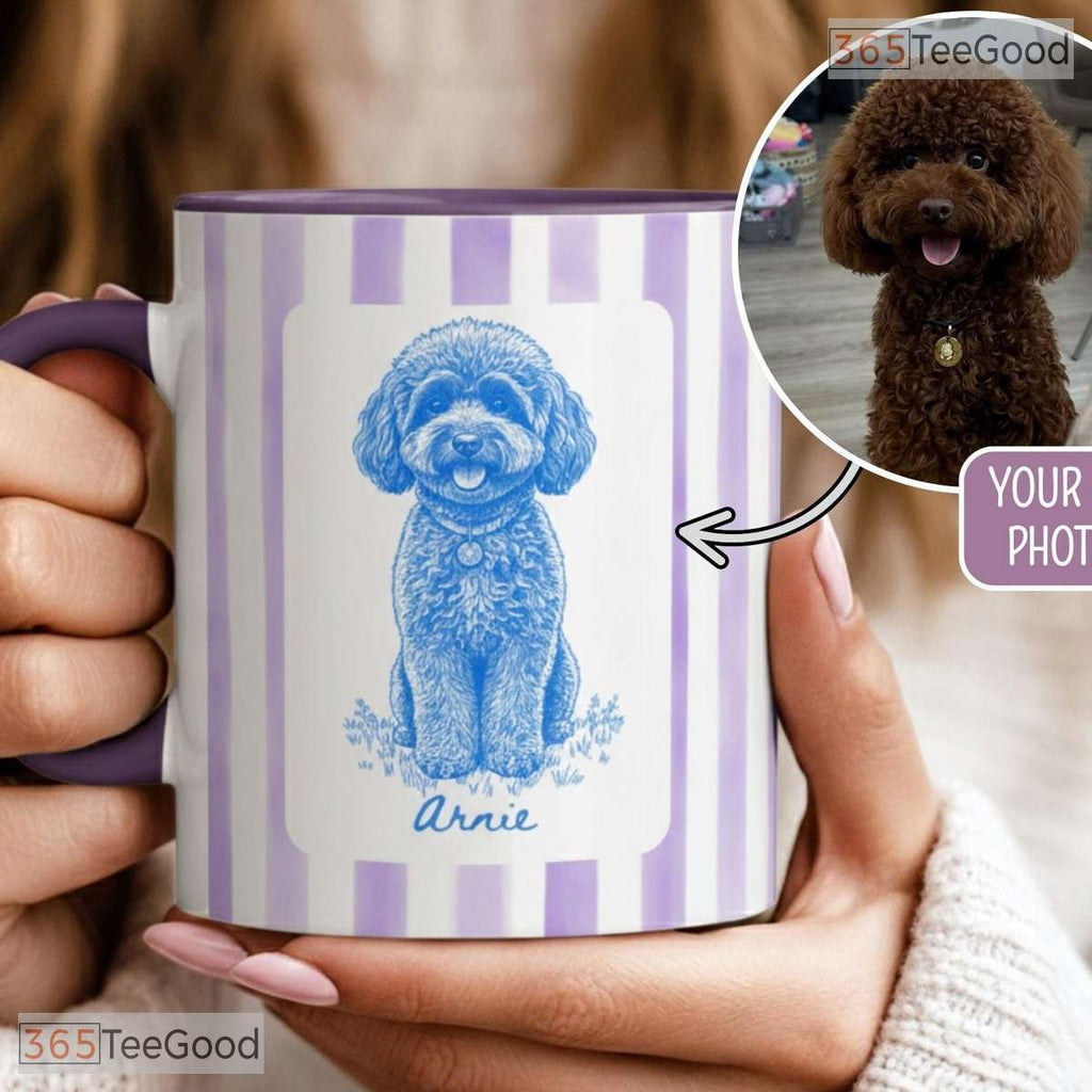 Custom Dog Line Drawing Portrait Mug - Personalized Pet Memorial Gift Ceramic Accent Mug