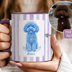 Custom Dog Line Drawing Portrait Mug - Personalized Pet Memorial Gift Ceramic Accent Mug