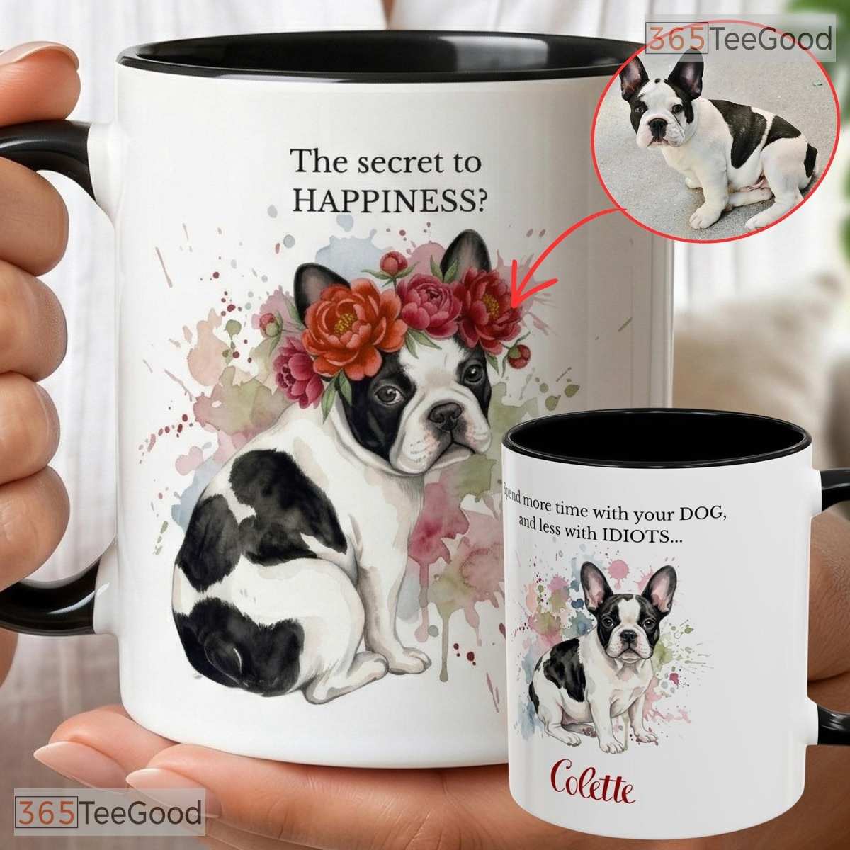 Custom Dog Portrait Watercolor Pet Lover Personalization Two Tone Ceramic Accent Mug