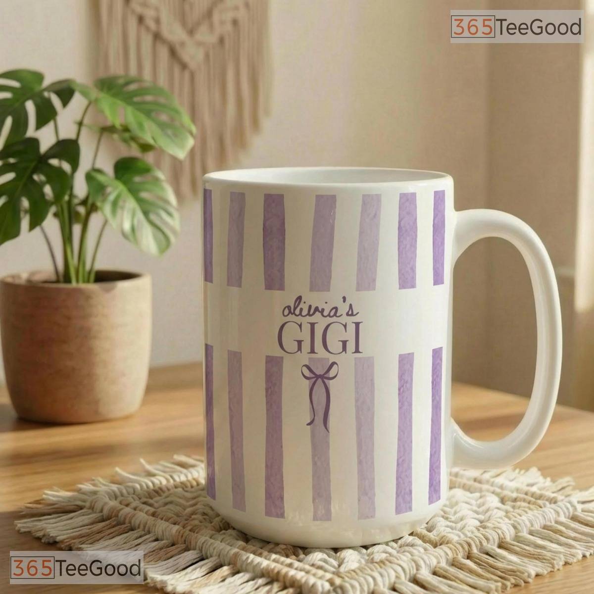Custom Stripe Nana New Grandma Mother's Day Gift Two Tone Premium Ceramic Accent Mug