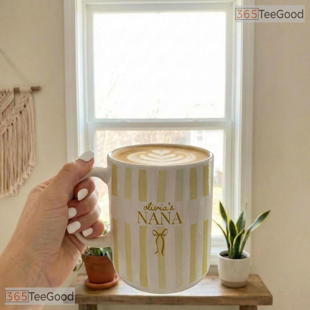 Custom Stripe Nana New Grandma Mother's Day Gift Two Tone Premium Ceramic Accent Mug