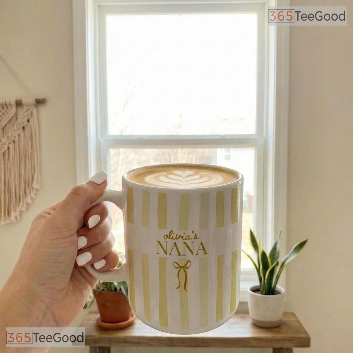Custom Stripe Nana New Grandma Mother's Day Gift Two Tone Premium Ceramic Accent Mug