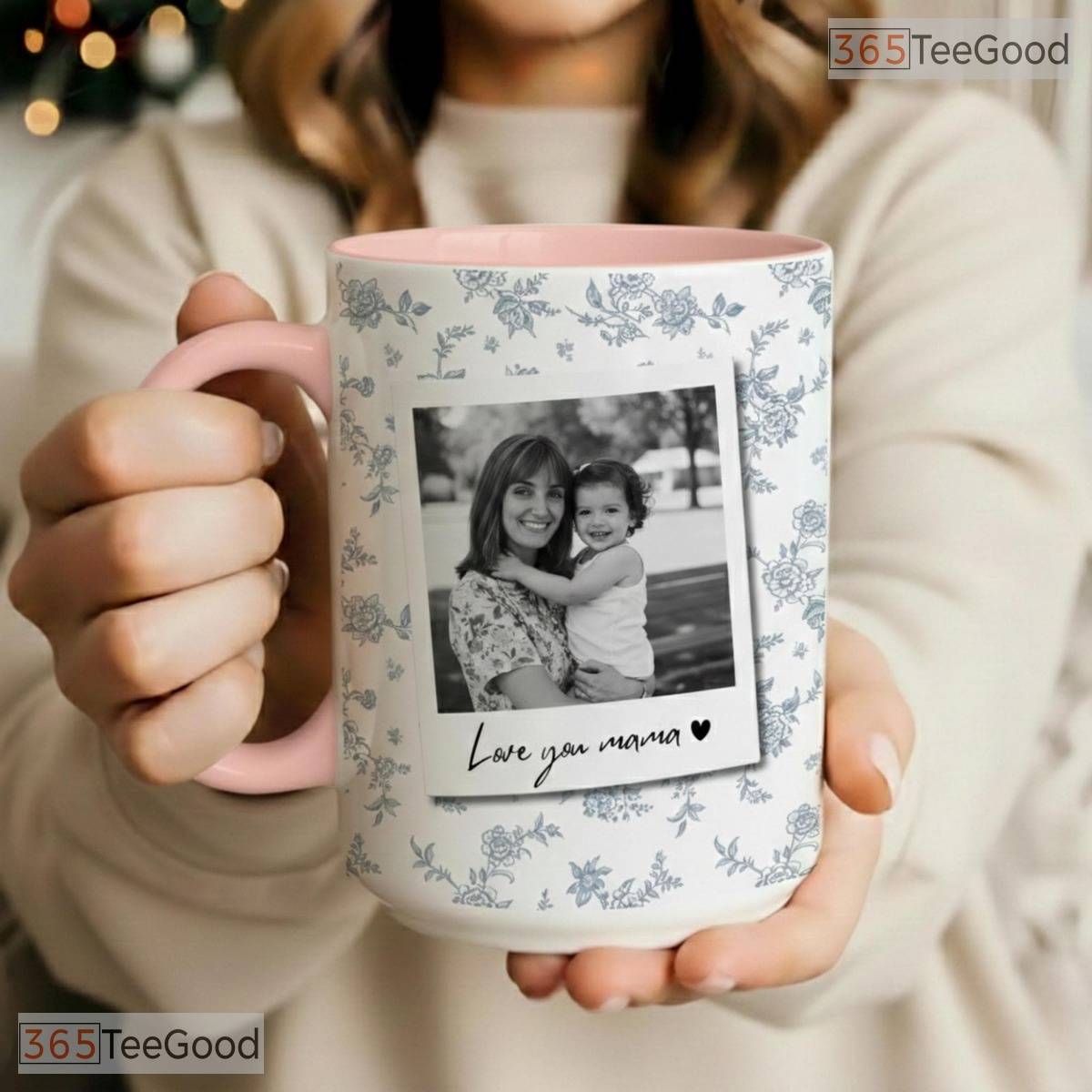 Custom Mom Photo Mug - Vintage Floral Mother's Day Keepsake Gift Ceramic Accent Mug
