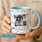 Custom Mom Photo Mug - Vintage Floral Mother's Day Keepsake Gift Ceramic Accent Mug