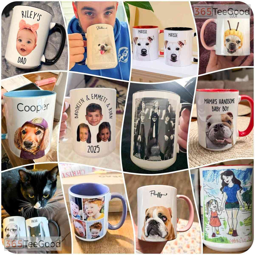 Personalized Photo Mug for Pet Parents - Custom Dog Portrait Art Ceramic Gift Accent Mug