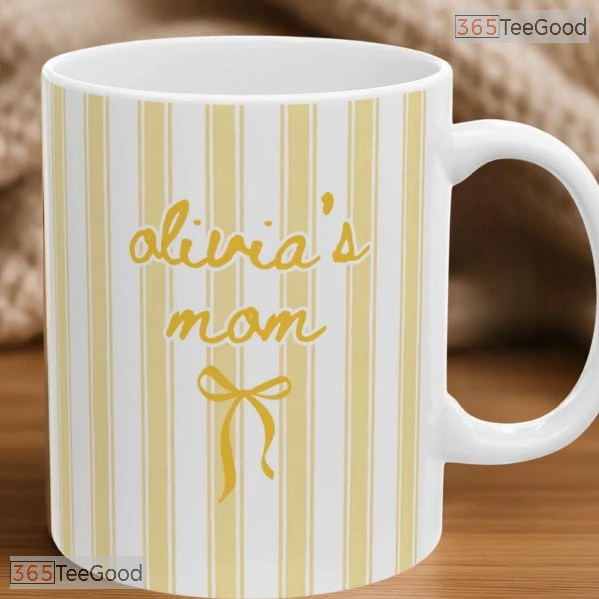 Personalized New Mom Pink Stripe Mug - Custom First Time Parent Ceramic Accent Mug