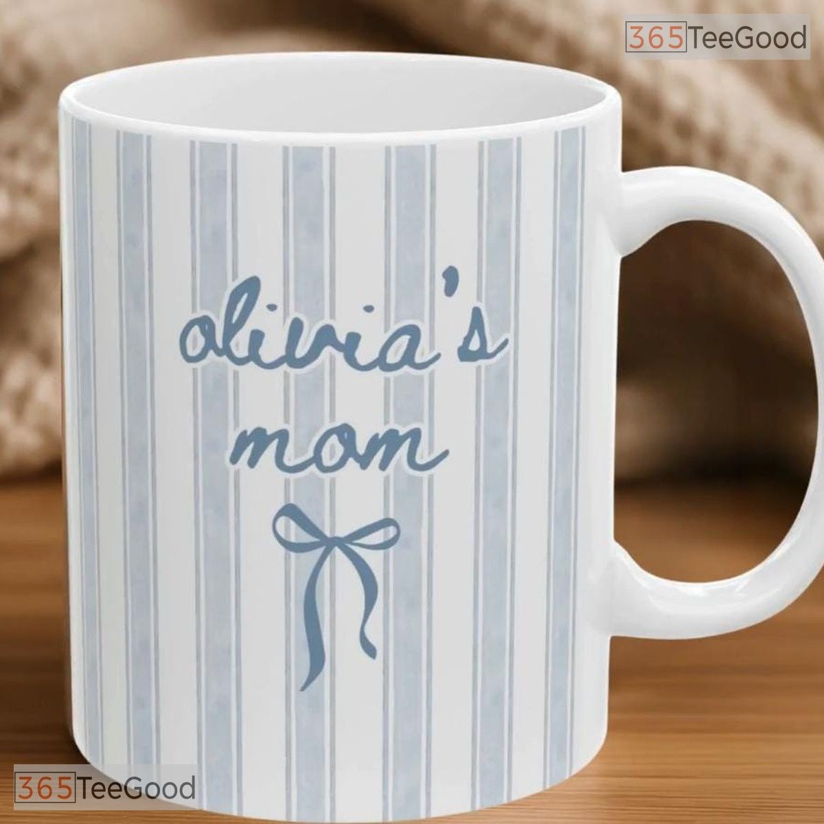 Personalized New Mom Pink Stripe Mug - Custom First Time Parent Ceramic Accent Mug