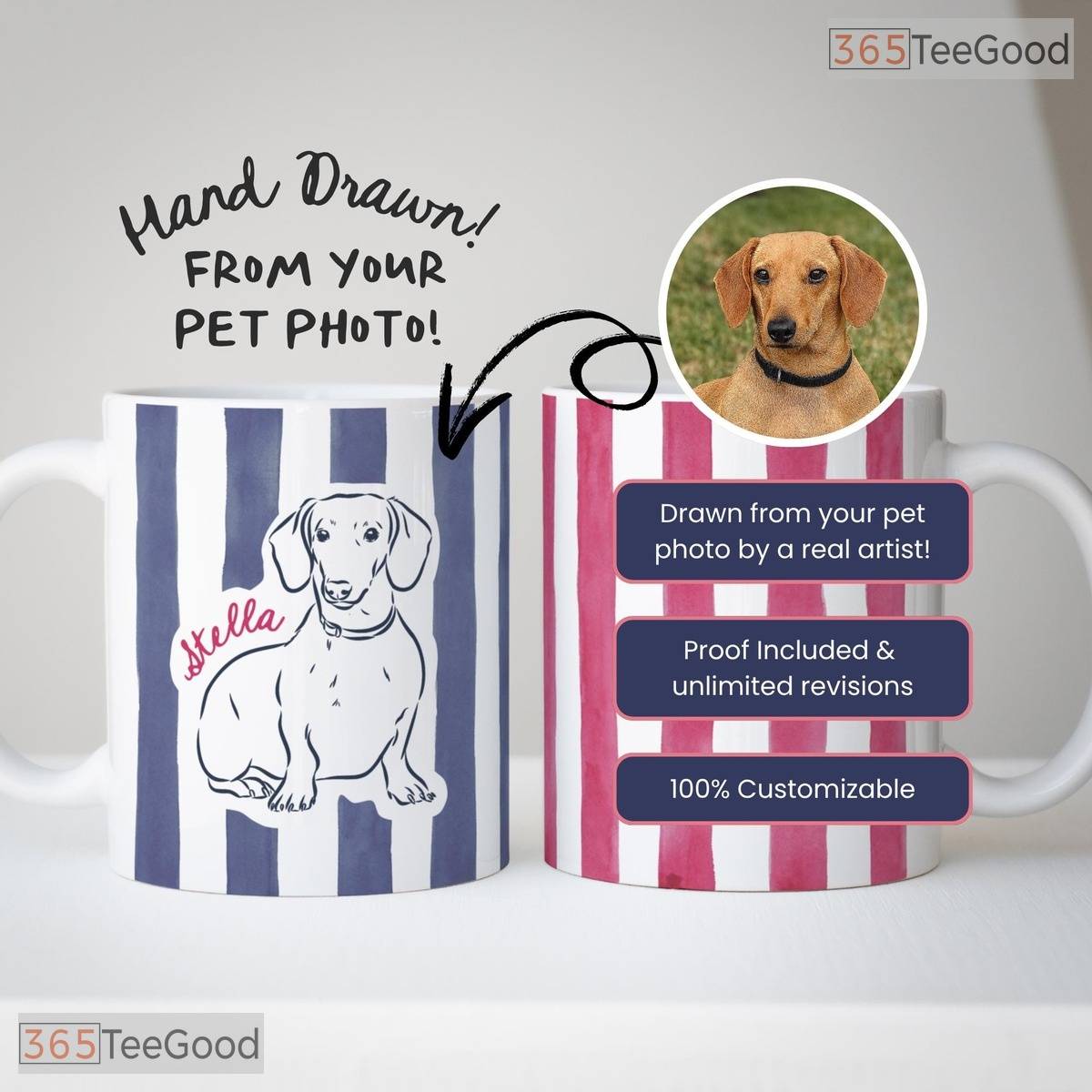 Personalized Pet Photo Keepsake Mug - Custom Dog or Cat Portrait Ceramic Accent Mug