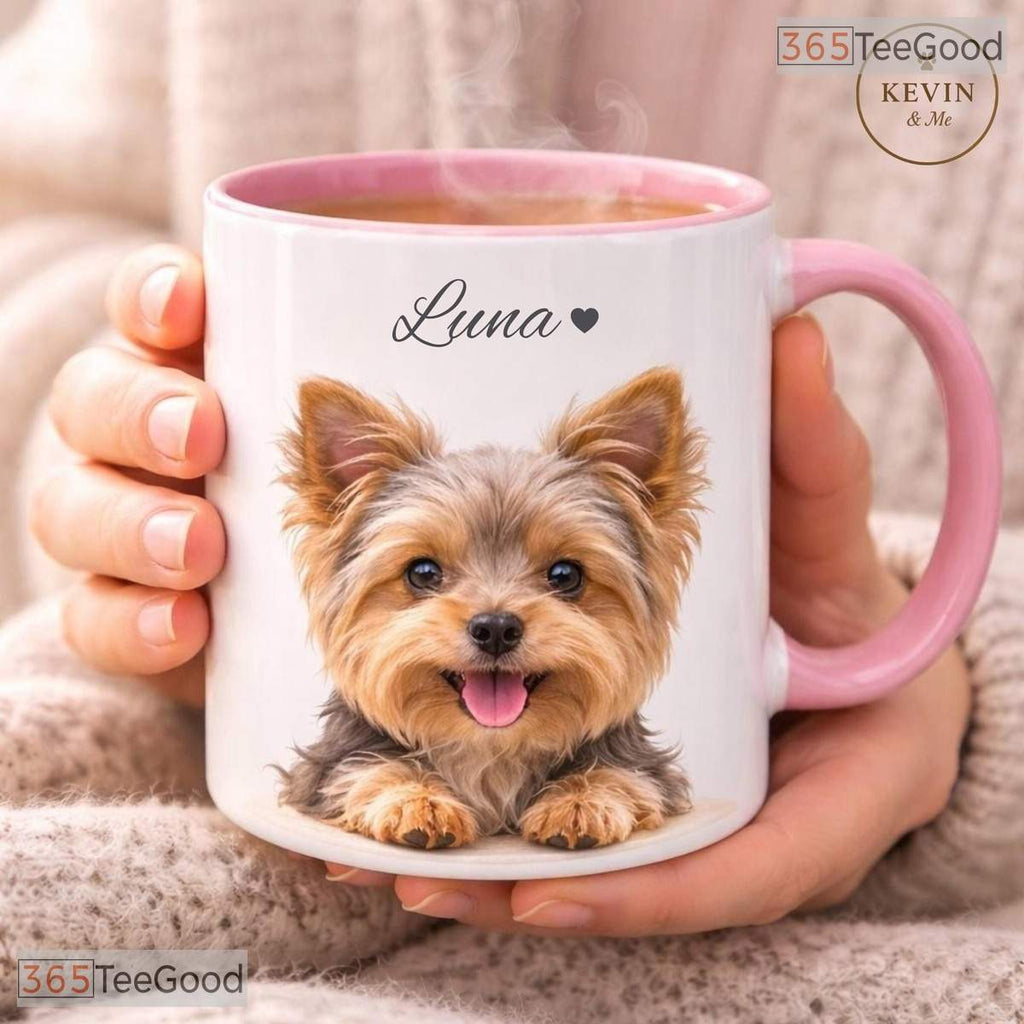 Custom Pet Mug From Photo With Name - Personalized Dog Portrait Ceramic Accent Mug
