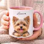 Custom Pet Mug From Photo With Name - Personalized Dog Portrait Ceramic Accent Mug