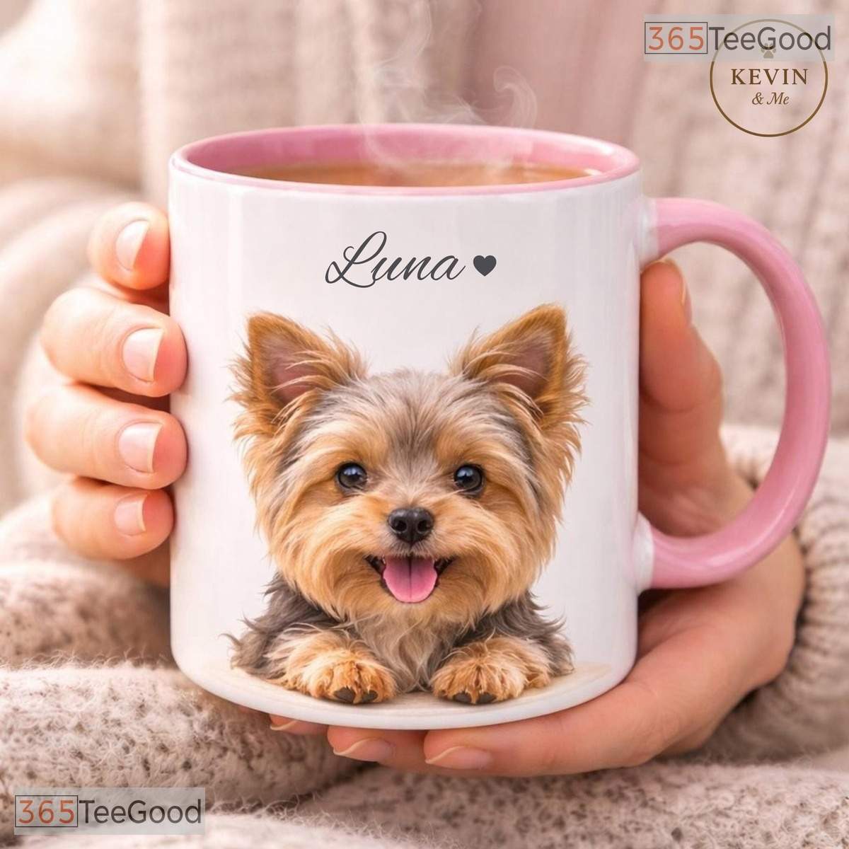 Custom Pet Mug From Photo With Name - Personalized Dog Portrait Ceramic Accent Mug
