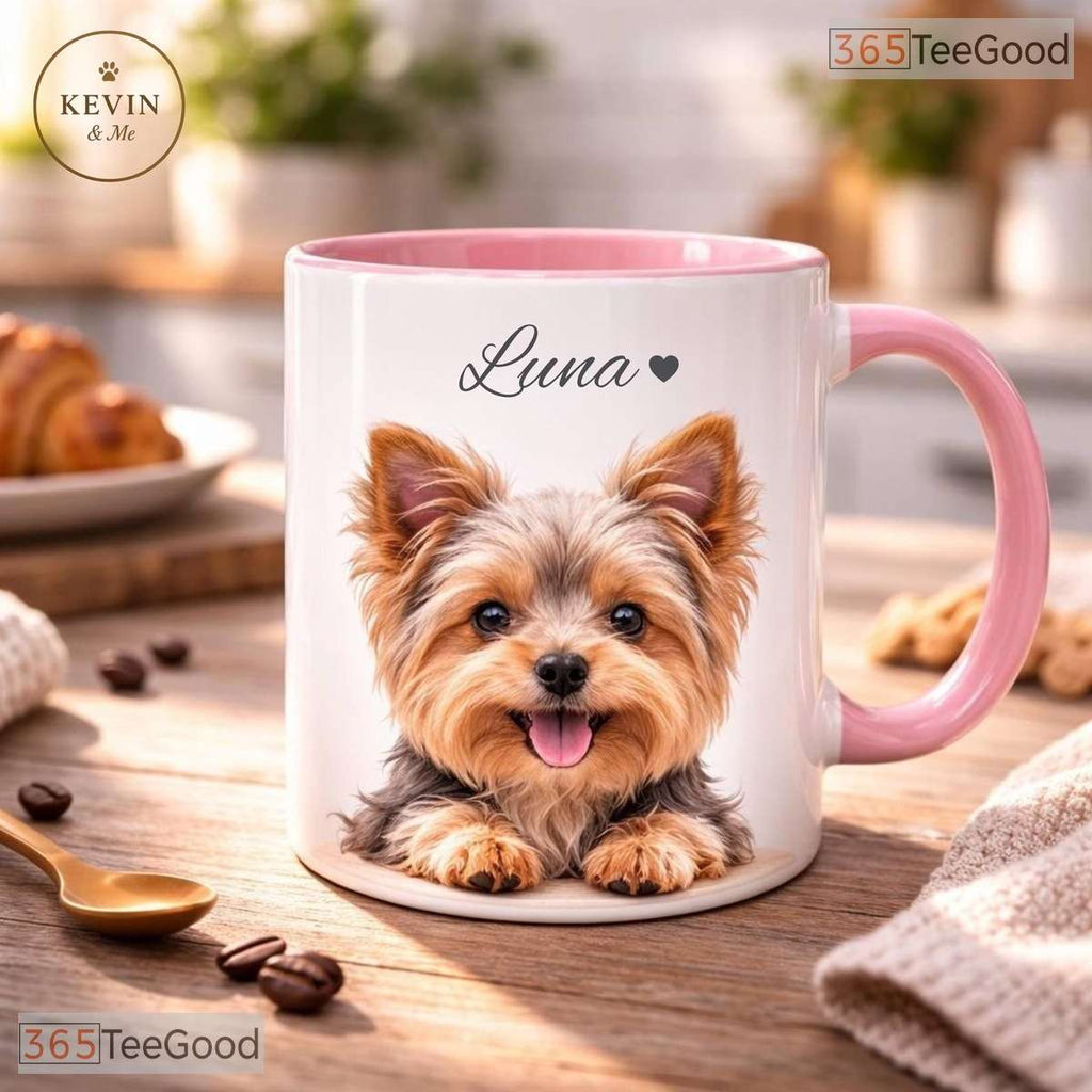 Custom Pet Mug From Photo With Name - Personalized Dog Portrait Ceramic Accent Mug