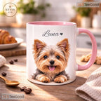 Custom Pet Mug From Photo With Name - Personalized Dog Portrait Ceramic Accent Mug