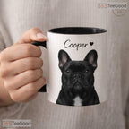 Custom Pet Mug From Photo With Name - Personalized Dog Portrait Ceramic Accent Mug
