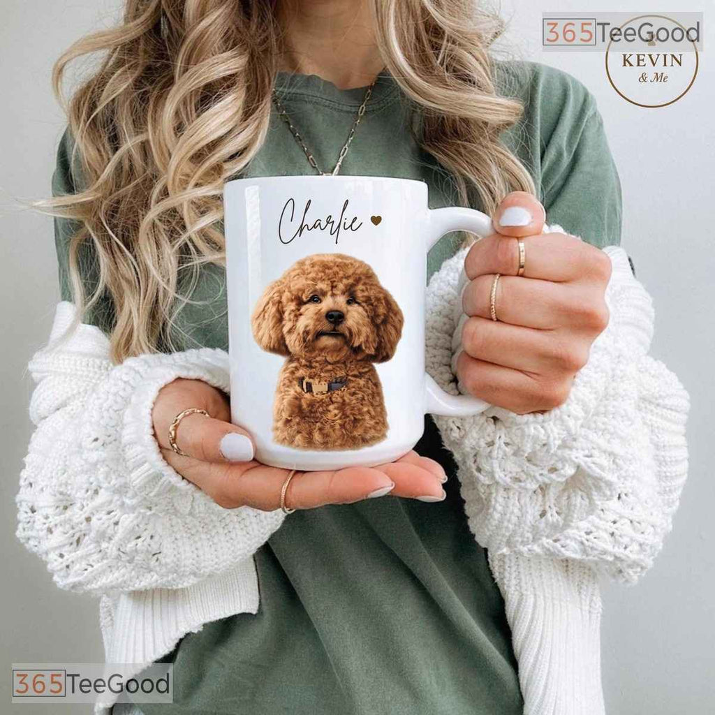 Custom Pet Photo Portrait Mug - Personalized Dog or Cat Lover Gift Ceramic Accent Mug