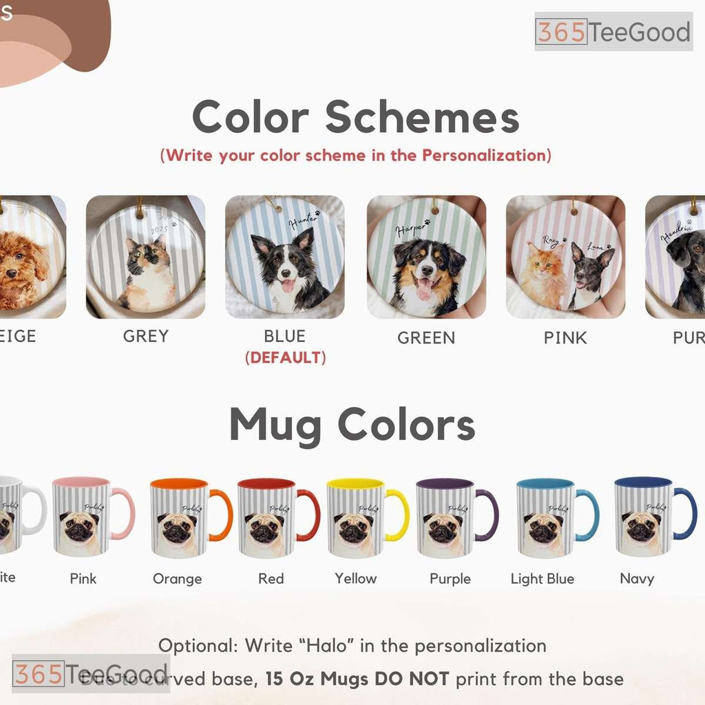Personalized Custom Pet Photo Mug - Striped Design Dog and Cat Gift Ceramic Accent Mug