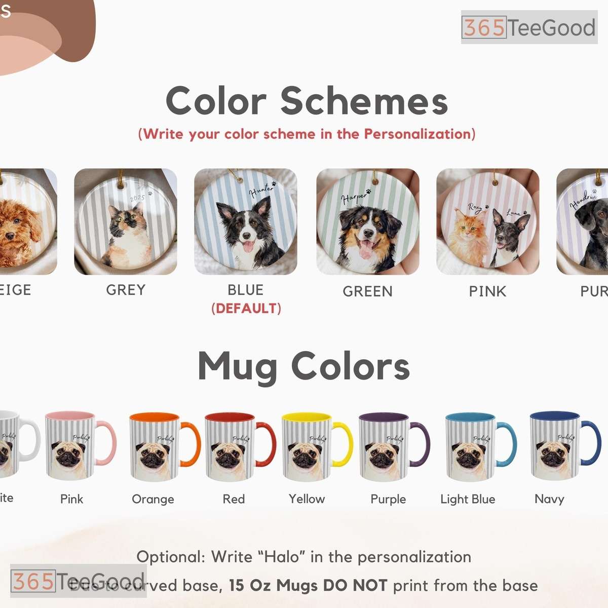 Personalized Custom Pet Photo Mug - Striped Design Dog and Cat Gift Ceramic Accent Mug