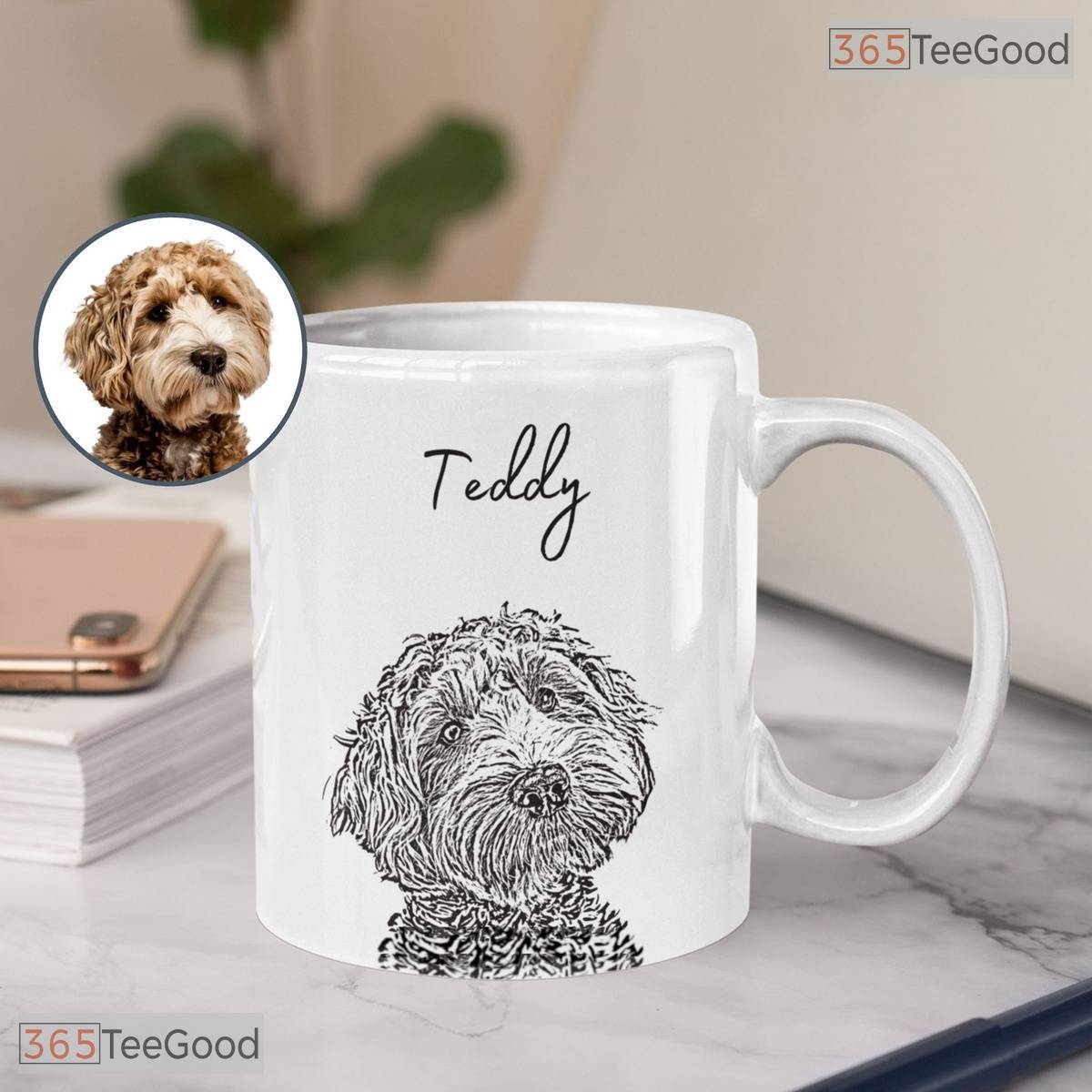 Personalized Pet Mug with Photo and Name - Custom Dog Mom Coffee Cup Ceramic Accent Mug