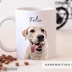 Personalized Dog Portrait Coffee Cup - Custom Pet Name Photo Gift Ceramic Accent Mug