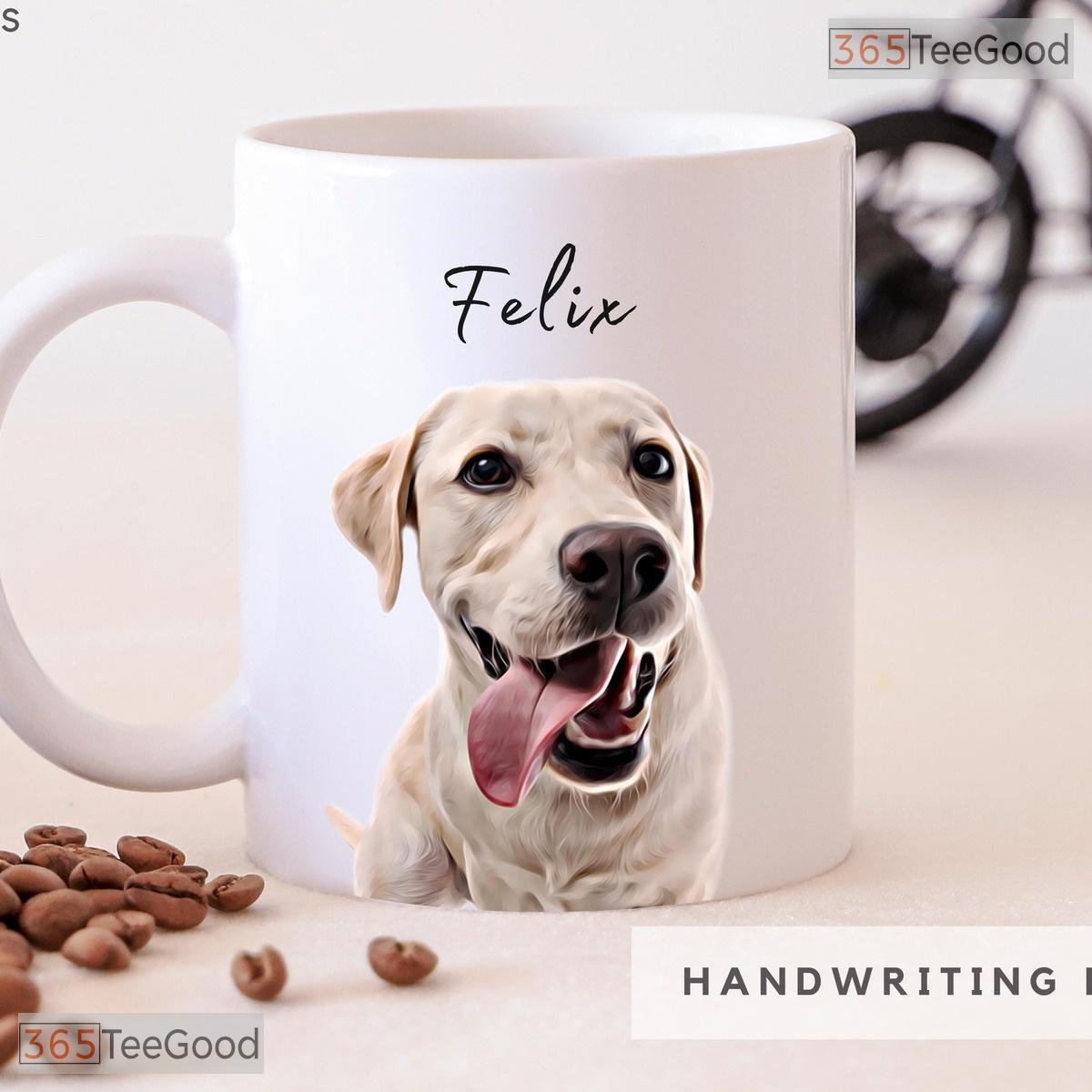 Personalized Dog Portrait Coffee Cup - Custom Pet Name Photo Gift Ceramic Accent Mug