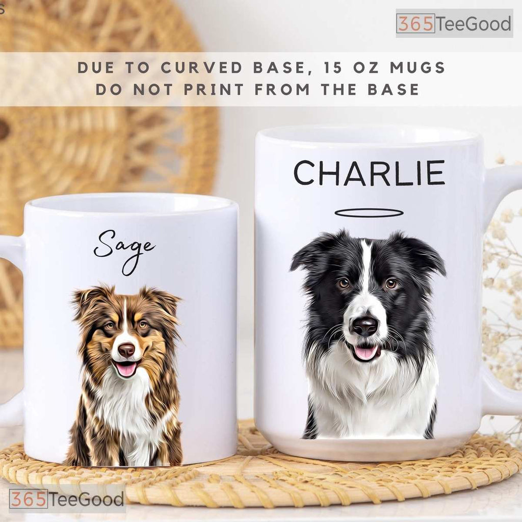 Personalized Dog Portrait Coffee Cup - Custom Pet Name Photo Gift Ceramic Accent Mug