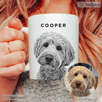 Custom Pet Portrait Coffee Mug - Personalized Dog Dad and Cat Mom Gift Ceramic Accent Mug