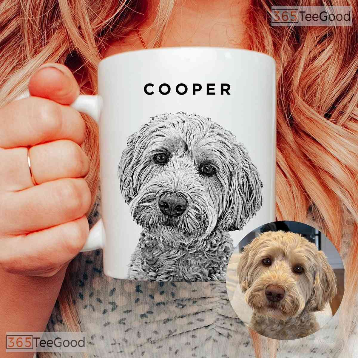 Custom Pet Portrait Coffee Mug - Personalized Dog Dad and Cat Mom Gift Ceramic Accent Mug